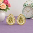thumbnail image 3 of 7x5mm Pear Shape Lemon Quartz 925 Silver Gold Vermeil Solitaire Classic Valentines Day Gifts Women Stud Earring, 3 of 7