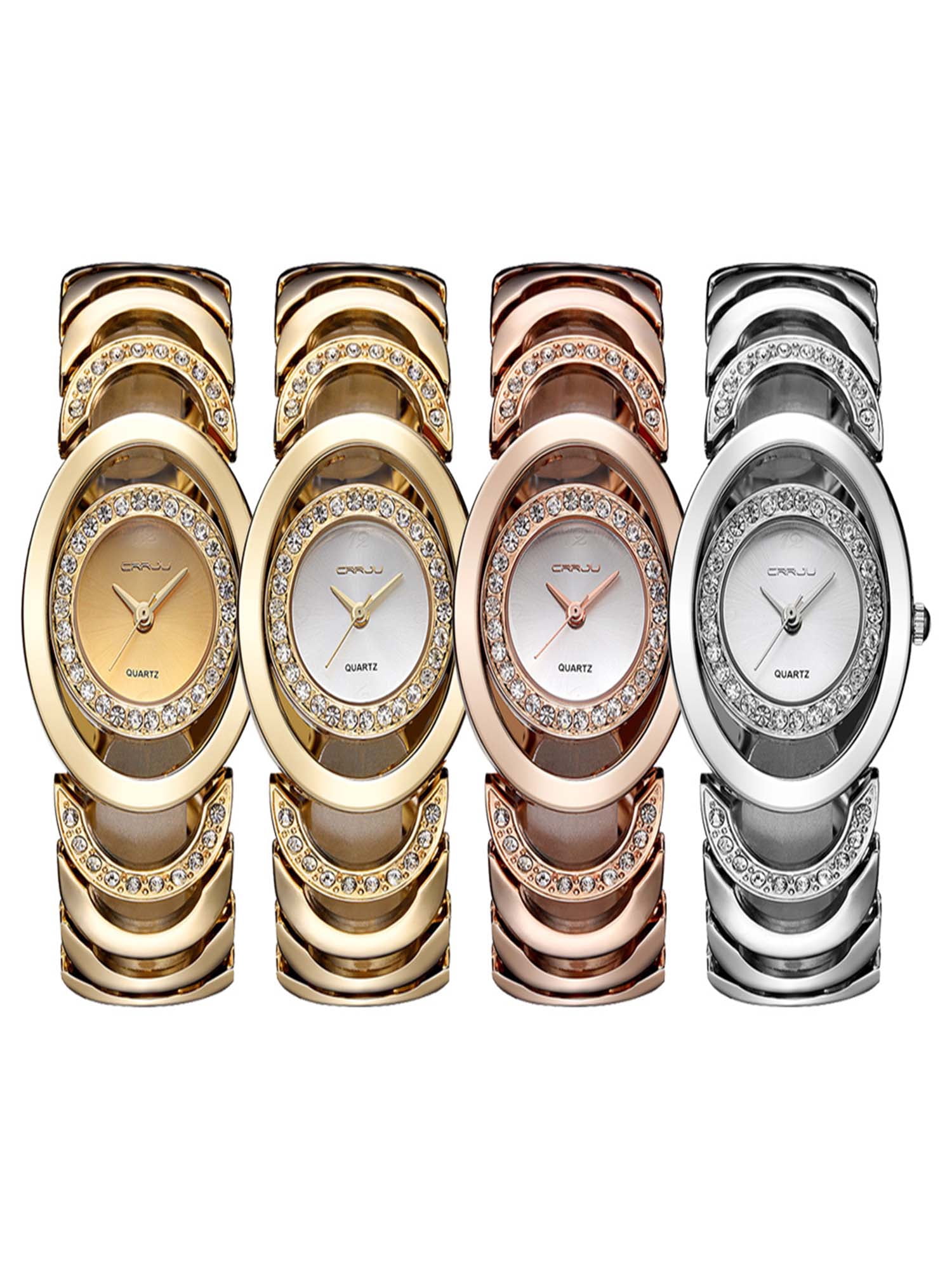 CRRJU Gorgeous 3ATM Daily Water Resistant Fashion Women Analog Dress Watch Elegant Bracelet Watch Simple Dial Wristwatch for Lady