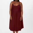 thumbnail image 5 of WTOBBY Women's Plus Size Casual Solid Color Round Neck Sleeveless Pleated Camisole Dress with Pocket, Flowy and Comfortable Fit for Everyday Wear, Fashionable and Breathable Design,Wine 4XL, 5 of 5