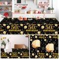 thumbnail image 4 of EVYIENEN 2 Pack 50th Birthday Tablecloth,Disposable Black Gold Plastic Waterproof Rectangular Table Covers for Christmas Party Decorations Men Women, 54 x 108 Inch, 4 of 7
