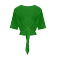 thumbnail image 4 of WREESH Womens Cardigan Casual and Fashionable Solid Color Chiffon Short Sleeved Cardigan Green, 4 of 7