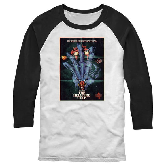 Netflix Men's Stranger Things Retro Hellfire Club Poster Baseball Graphic T-Shirt