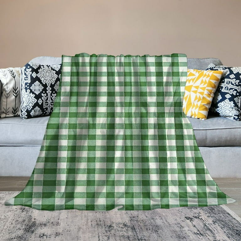 COMIO Throw Blanket for Couch Sofa Bed Buffalo Plaid Decor Sage Green and White Checkered Blanket Cozy Fuzzy Soft Lightweight Warm Spring Throw Blanket Walmart