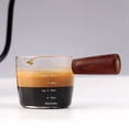 thumbnail image 2 of Vaso medidor de vidrio para espresso, 3 unidades, 75 ml, jarra triple, boquillas individuales y mango de madera, 2 of 6