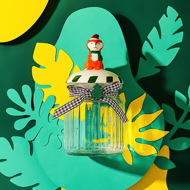 Christmas Clear Glass Candy Jars Durable and See-through Design for Grain Pasta Dried Fruit Storage - Penguin