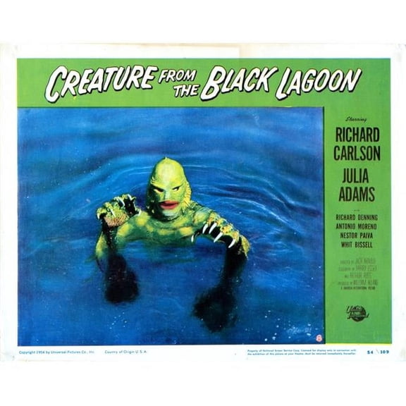 Everett Collection EVCMSDCRFREC009H Creature From The Black Lagoon US Lobbycard 1954 Movie Poster Masterprint, 14 x 11