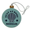 thumbnail image 1 of Stay at Home Mermaid Funny Humor Wood Christmas Tree Holiday Ornament, 1 of 7