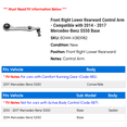 thumbnail image 2 of Front Right Lower Rearward Control Arm - Compatible with 2014 - 2017 Mercedes-Benz S550 Base 2015 2016, 2 of 2