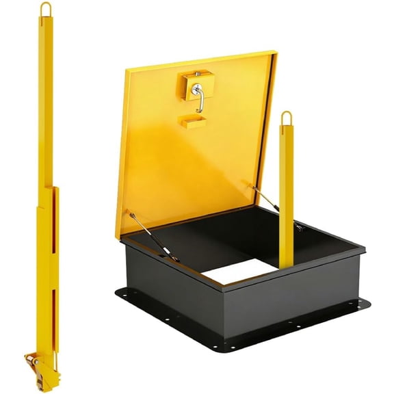 Yeeoy Steel Ladder Safety Post with Pull-Loop Handle, 63"H Powder Coated Lengthen Hatch Ladder Hand Assist Safety Rails for Roof Top Hatch Ladder