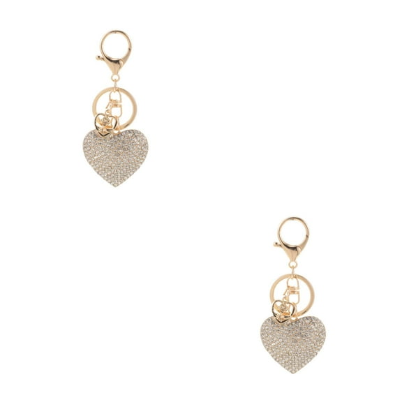 Masteelf 2pcs Cute Rhinestone Heart Keychain Decorative Key Ring Pendant For Handbag Bling Keychain For Women Heart Shaped Keychain For Backpack