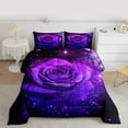 thumbnail image 2 of Homewish Valentine'S Day Rose Full Size Comforter Sets,Silver Sequin Print Bedding Comforter Set,Purple Black Bedding Sets For Men Women,Luxury Bedroom Decor Reversible,3pcs, 2 of 8