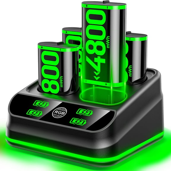 Kytok Charger with 4x4800mWh Rechargeable Battery Pack for Xbox One/Xbox Series X|S, Xbox Series Controller Batteries Pack with Charging Station for Xbox One/One S/One X/Elite Controllers