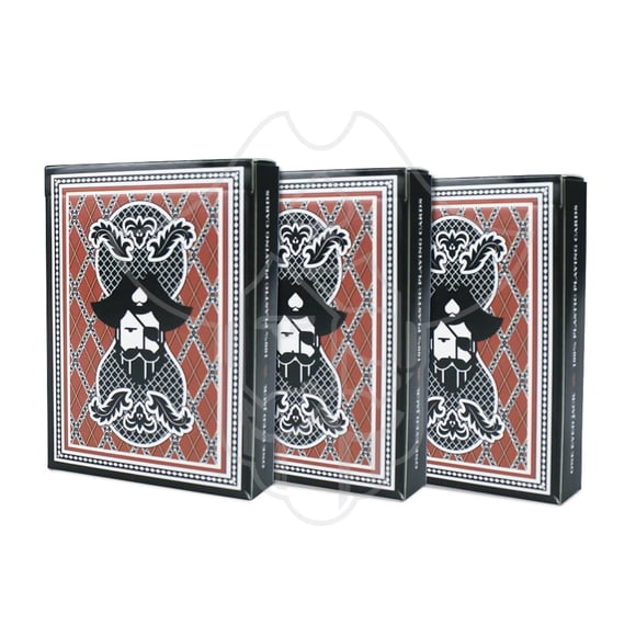 One Eyed Jack Cartes à Jouer en Plastique Premium - Rouge - Ensemble de 3 Jeux de 52 Cartes Chacun et 3 Cartes Gratuites - Taille Poker pour Adulte - Cartes de Poker de Haute Qualité et Durables / Utilisation pour Fête et Jeu, Cartes à Jouer