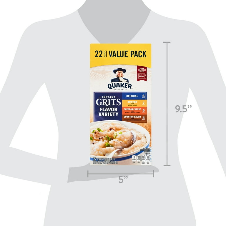 Quaker, Instant Grits Variety Pack, 0.98 oz, 22 Packets