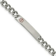 2.73mm Stainless Steel Polished With Red Enamel Medical ID Bracelet 8 Inch Identification-Bracelet for Women