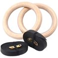 thumbnail image 3 of 2X wooden gymnastic rings Gym Rings with adjustable nylon straps, 3 of 5