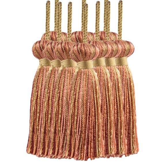 3" (7.5cm) Small Bell Tassel | Craft Tassel (Style# BT3), Sunstone Orange Multicolor #PR21 (Brown Orange, Light Red, Light Pink) Set of 12