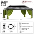 thumbnail image 2 of Pakunoda 16' X 6.5' Gazebo Universal Replacement Privacy 4-Panel Curtains, Waterproof Outdoor Curtains Grass Green Sidewall with Zipper for Patio Garden Backyard 12' X 20' Gazebo, Curtain Only, 2 of 8