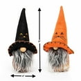 thumbnail image 7 of S/2 Halloween Gnomes W Cat Designs Shelf Sitters Figurine Hanging Ornament Tabletop Decor Room Indoor Plush Fabric Orange & Black 8" H, 7 of 7