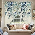 thumbnail image 2 of Pastoral Floral Plant Swag Valances for Windows 2 Pack Sage Blue Eucalyptus Leaves Beige Swag Kitchen Curtains 36 Inches Long Rod Pocket Short Window Treatment for Kitchen Bathroom 36"x36", 2 of 8