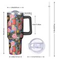 thumbnail image 2 of 40oz Pioneer Flower Floral Print Pattern Insulated Tumbler with Handle, BPA-Free Leak Proof Lid and Straws, Double Wall Vacuum, Hot 12h/Cold 34h, 2 of 6
