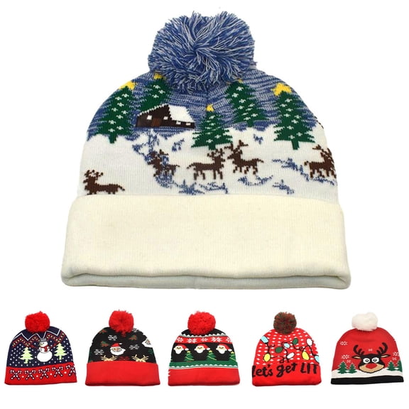 Sales Today Under $5 Multicolor Winter Hat GIJNRIUIUA Christmas Winter Hats for Men Women Soft Warm Knit Hat Ski Stocking Cuffed Cap Muslim Hat Women