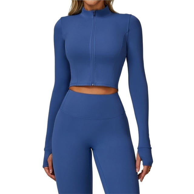 Chaqueta de Yoga for mujer, chaqueta de Yoga deportiva for correr al aire libre con cremallera, chaqueta de manga larga, ropa de Yoga de secado rápido for niñas