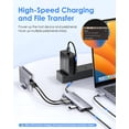 thumbnail image 4 of LENTION 3.3FT Long Cable USB C Multiport Hub with 4K HDMI,4 USB 3.0,Type C Charging Compatible 2023-2016 MacBook Pro,New Mac Air/iMac/Mac Mini,More(C35-1M,Space Gray), 4 of 11