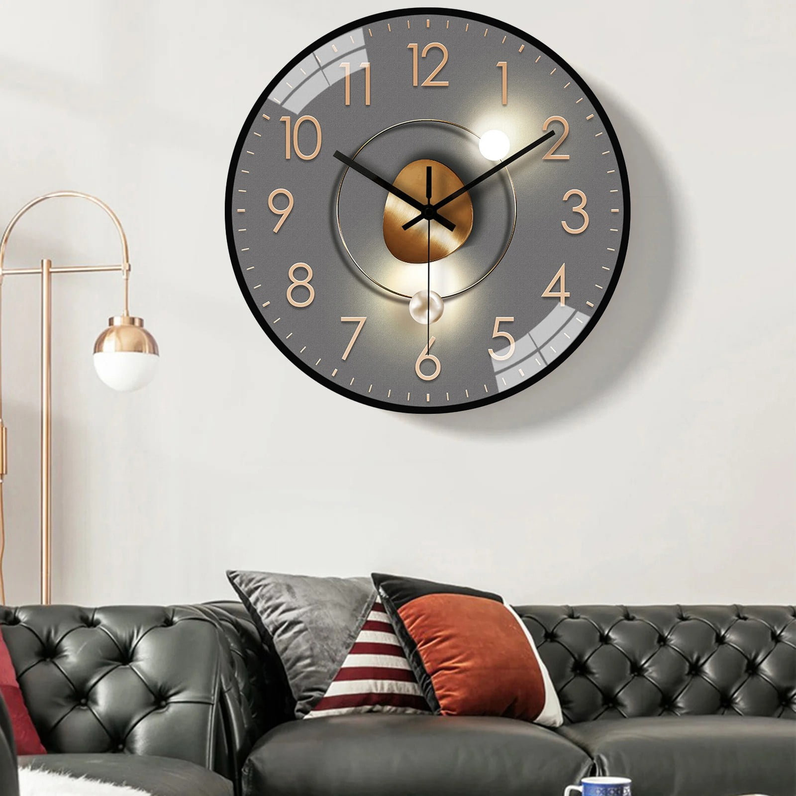 SeekLGT Modern Wall Clock Silent Non Ticking ,Decorative Wall Mounted Clock Geometric Design Battery Operated for Living Room Bedroom Office