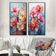 thumbnail image 1 of Designart "Multicolored Acrylic Red Orchids in Representation II" Orchids Framed Wall Art Set Of 2 - Red Floral Framed Canvas Set For Living Room Decor, 1 of 6