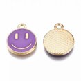 thumbnail image 3 of U8MO 100Pcs Flat Round Light Gold Alloy Enamel Charms For Jewelry Making 14.5x12mm-Medium Violet Red, 3 of 3
