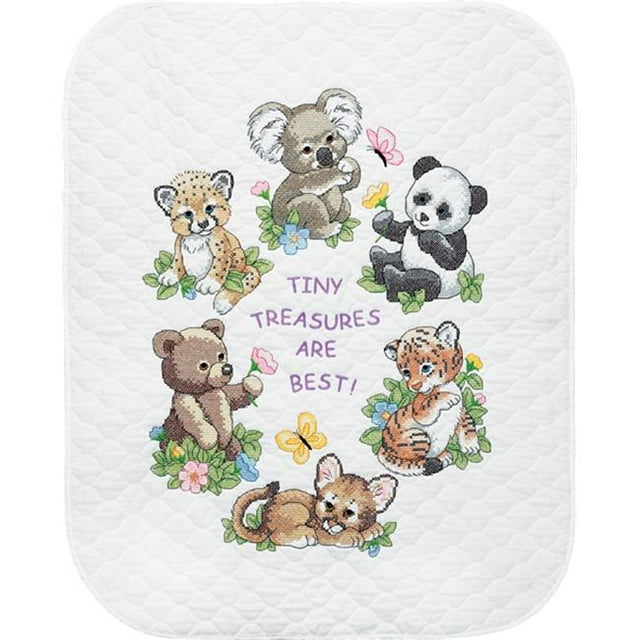 Dimensions Câlins pour Bébé Kit de Point de Croix Matelassé 34"X43 Pouces-Bébé Animaux - 73064
