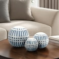 thumbnail image 2 of Decorative Ceramic Orbs for Home Decor - Coastal Inspired Sphere for Office Desk and Tabletop Decor - Casual Accent for Living Room, Bedroom, and Shelf Display - 6", 5", 4", Blue & White, 2 of 12