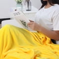 thumbnail image 4 of PiccoCasa 1 Pcs Home Warm Soft Microplush Fleece Solid Throw Blanket Yellow 59" x 78", 4 of 10