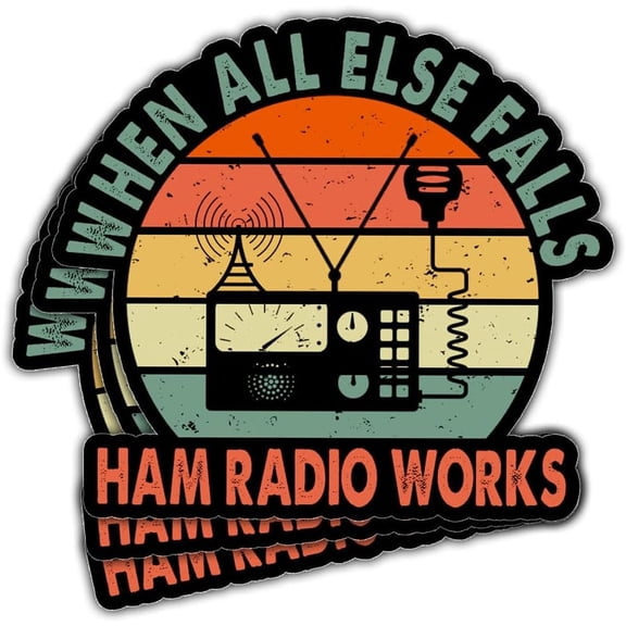 3 Pcs When All Else Fails Ham Radio Works Sticker, Amateur Ham Radio Operator Decal Funny Amateur Radio Quote Radio Vinyl Stickers Waterproof for Laptop Water Bottle Phone Car Helmet Gifts 3"x3"