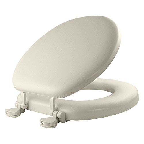 Soft Toilet Seat with Chrome Hins ELONGATED Padded with Wood Core MAYFAIR 