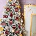 thumbnail image 6 of Dalrosia Christmas Buffalo Plaid Hanging Ornaments Christmas Tree Wooden Hanging Decor Wooden Christmas Ornaments Snowflake Reindeer Snowman Plaid Christmas Decor, 6 of 7
