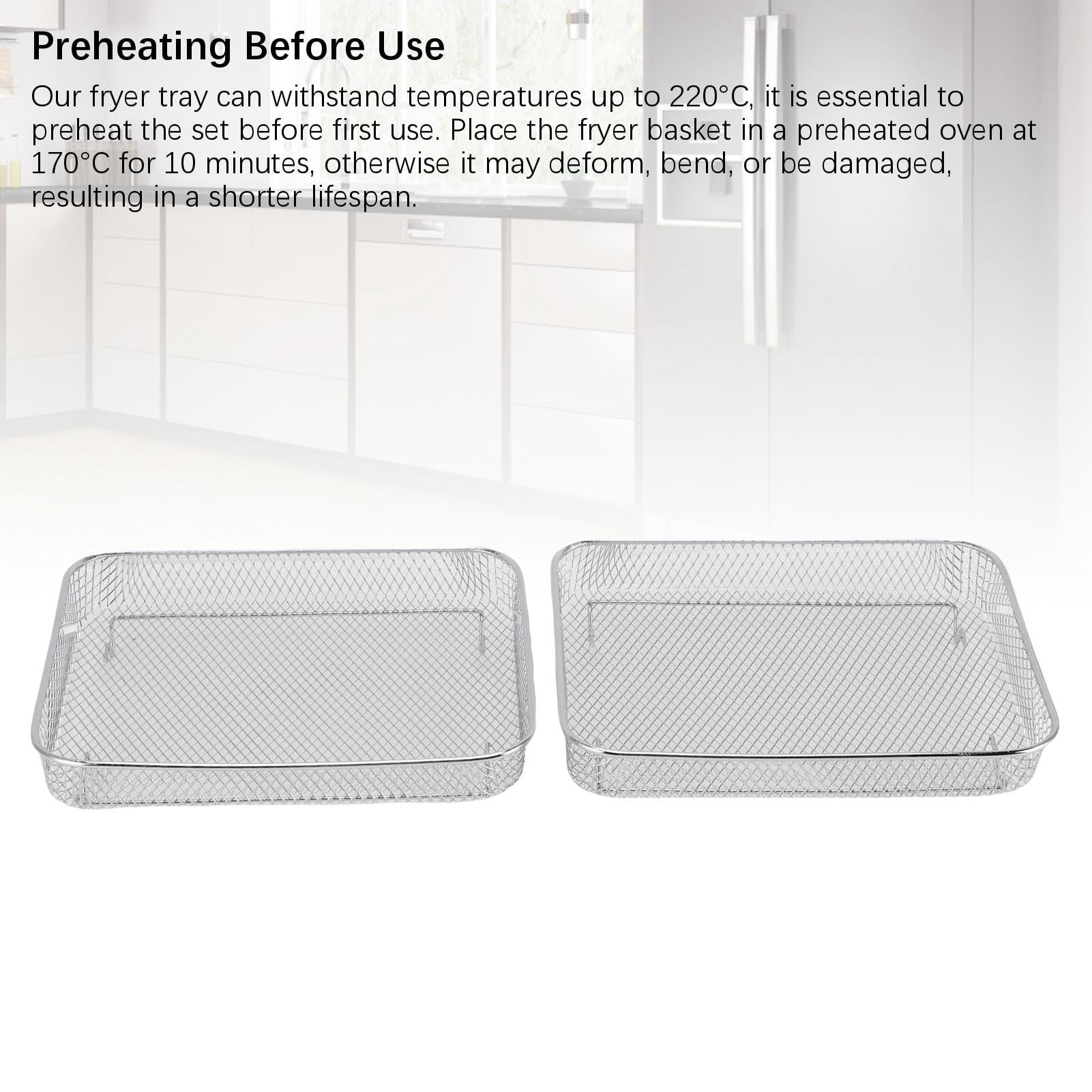 Yajisi 2-Pack Air Fryer Basket, Fits NuWave Bravo XL Oven, 11x10x1.6in Food-Grade Iron Plated Chrome, Dishwasher Safe