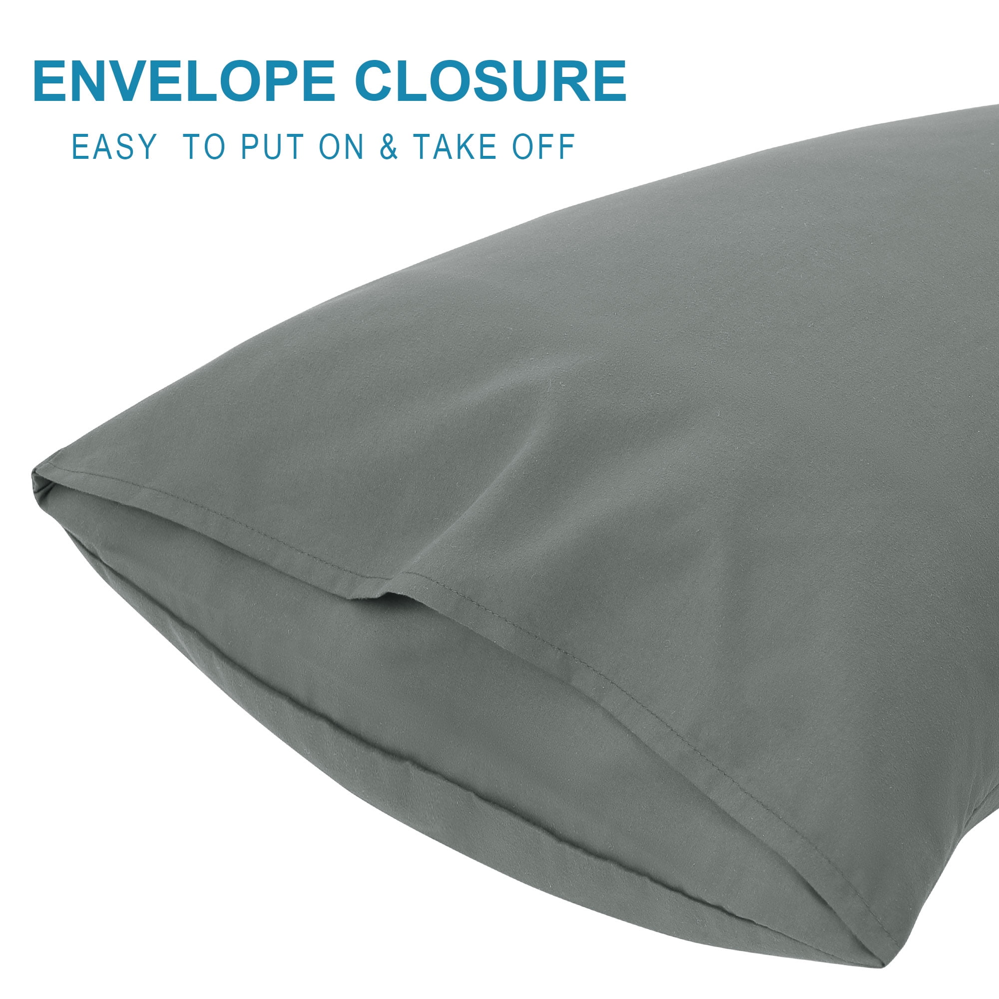 Unique Bargains 2-Piece Microfiber Body Pillow Covers, 20" x 48", Grey