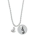 thumbnail image 1 of Delight Jewelry Silvertone Mini AB Crystal Anchor of Hope Silvertone Script Initial Disc - J - Charm Necklace, 20"+3", 1 of 4