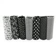 thumbnail image 1 of 7pcs 25x25cm Black Cotton Fabric DIY Assorted Squares Bundle, Multiple Patterns with Soft Texture for Crafting, Quilting, Sewing, Home Decoration, 1 of 7
