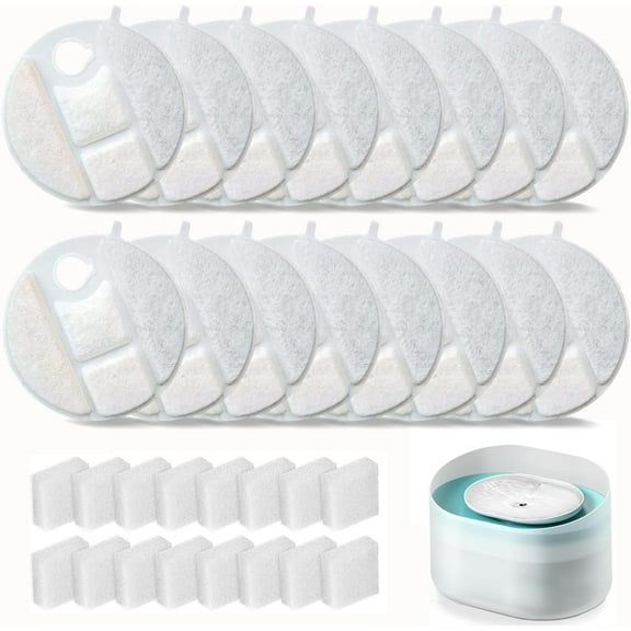 16 Pack Dog Water Fountain Replacement Filters for Petlibro Capsule Dog Fountain PLWF008,Pet libro filters with Replacement Pre-Filter Pump Sponges.
