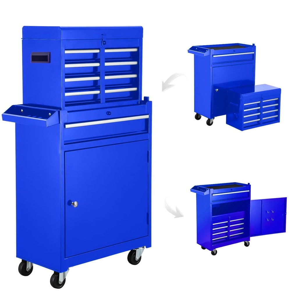 POVANLI  Detachable 5-Drawer Rolling Tool Chest with Bottom Cabinet and One Adjustable Shelf/Locking System for Garage Workshop Warehouse Repair Shop