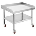 thumbnail image 2 of Stainless Steel Equipment Stand 28x24 Inches with Wheel, 660 Lbs Top & Bottom Shelf with Rear and Side Risers, Heavy Duty Grill for Kitchen, Bar, Restaurant, Home and Hotel, 2 of 8