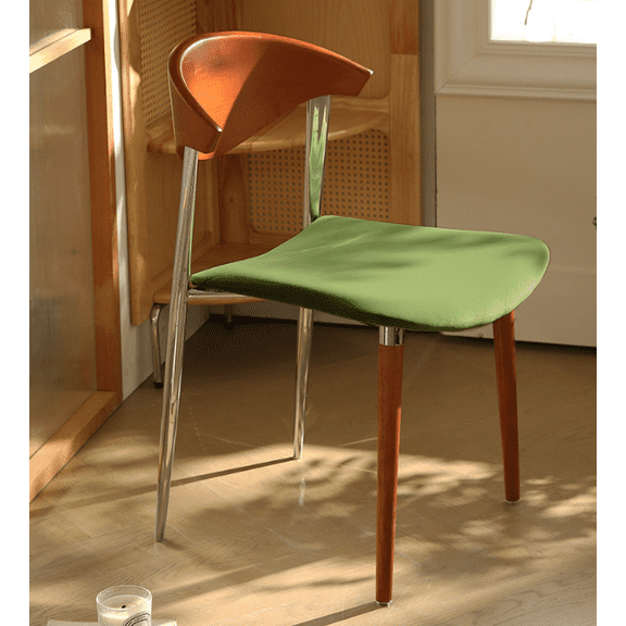 Mid-Century Modern Bentwood Velvet Dining Chair, Light Green