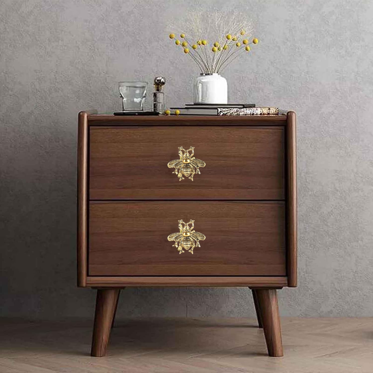 Perilla Home Set of 6 Bee Knobs Decorative Knobs for Home Kitchen Cabinet Hardware Cupboard Glass Door Dresser Wardrobe and Drawer Pulls (Brass)