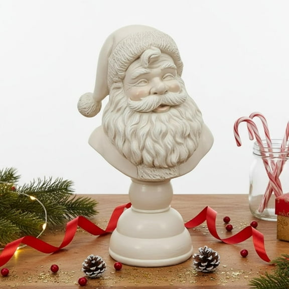 Clearance Santa Bust Christmas Tabletop Decoration, White Santa Head Bust Statue, Resin Christmas Figurines Ornaments, for Tabletop Bookshelf Bedroom Office Home Decor