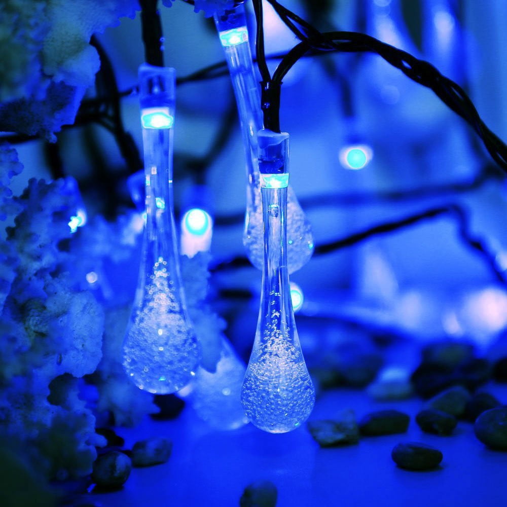 Outdoor Garden Party 30 LED Raindrop Teardrop Solar Powered String