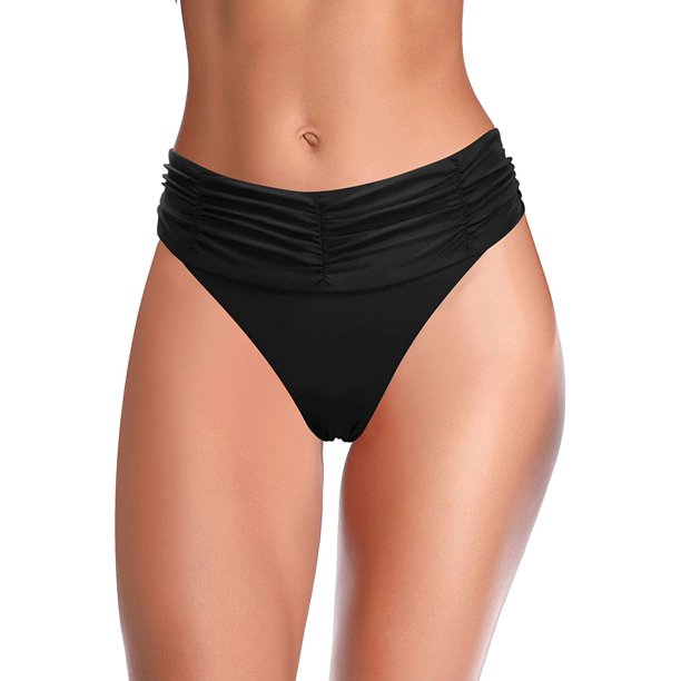 Women's Cheeky Bikini Bottom Ruched Swim Bottoms Negro G Negro G Xishao ropa