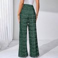 thumbnail image 7 of Women's Comfortable Woven Plaid High Waisted Straight Leg Trousers for Winter, Warm Casual Pants, Elastic Waist Office Pants for Women, Fall Winter Fashion,Green,L, 7 of 7